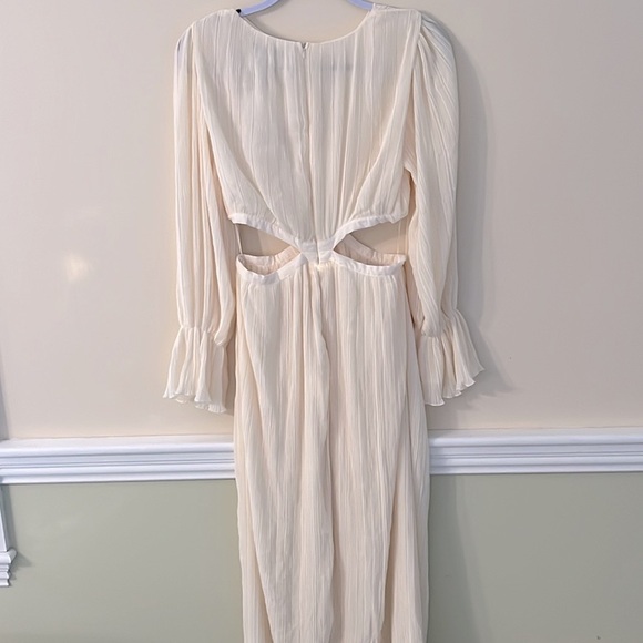 ZARA Cream Crinkly Midriff Cut Out Midi Dress M NWT - Picture 11 of 16